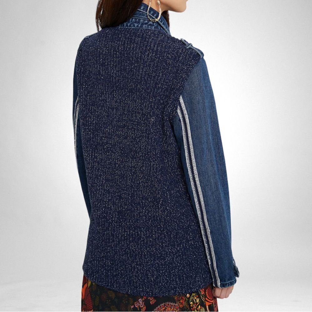 NWT DESIGUAL Mizuki Denim Sequin Belted Parka Jacket XL - Picture 11 of 16